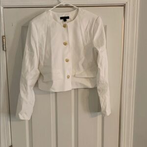 White Blazer with Tan Buttons